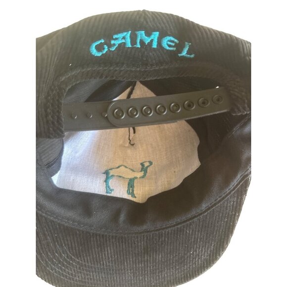 Camel Cigarettes Black Corduroy Embroidered Blue Logo Hat Cap Snapback - Picture 5 of 5